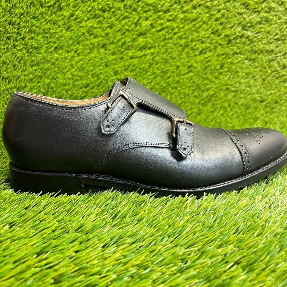 Grenson England Ellery Mens Size 8 Black Classic Double Monk Strap Dress Shoes
